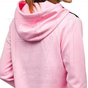 Vêtements de boutique en gros, sweat-shirts à capuche en jersey à manches longues pour femmes, couleur unie, streetwear, 100% coton, devant - Product Image 5