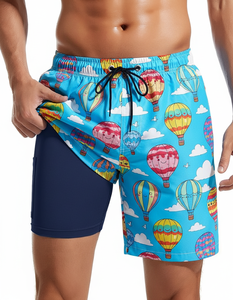 Pantalones cortos 2 en 1 para hombre, tabla de correr para gimnasio, forro de compresión de natación sólido, Material reciclable, estilo informal, patrón estampado de cintura media ODM - Product Image 5