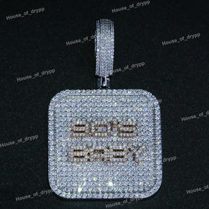 Colgante Personalizado Iced Out de Plata con Moissanita y Diamantes, Estilo Hip Hop Bling, Colgante Cuadrado, Joyería de Declaración, Regalo para Hombres y Mujeres - Product Image 4