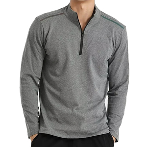 Camisas de los hombres de manga larga cuarto cremallera atlética Fitness camiseta al por mayor hombres gimnasio deporte Camiseta camiseta para hombres - Product Image 1