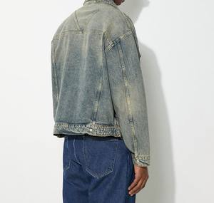 Veste en jean à manches longues vintage unique pour hommes couples col montant brodé fermeture éclair bouton vêtements d'automne-disponible tout - Product Image 1