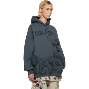 Sweat-shirt à capuche oversize pour femme en molleton imprimé en relief, streetwear personnalisé, 100% coton, broderie, pull, imprimé en relief, hiver - Product Image 3