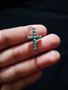Turquoise Croix Gemstone Pendentif Fait À La Main 925 Collier En Argent Sterling Spirituel Boho Bijoux Cadeau - Product Image 3