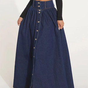 Falda Vaquera con Botones para Mujer, Venta al por Mayor, Faldas Vaqueras Casuales Personalizadas para Mujer - Product Image 5