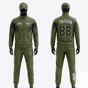Survêtement de hockey sur glace en polaire polyester 320 GSM de qualité supérieure, vert olive avec panneau contrastant, broderie par sublimation personnalisée - Product Image 1