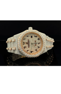 Montre personnalisée de 42 mm unisexe en acier inoxydable, or blanc, bracelet jubilé, diamants moissanite glacés, résistante à l'eau, cadran arabe pour affaires - Product Image 2