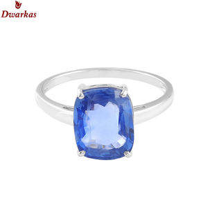 Classically Elegant Women's 925 Sterling Silver Rhodium Plated Quartz Blue Gemstone <b>Ring</b> <b>Weddings</b> Parties Anniversaries - Product Image 2