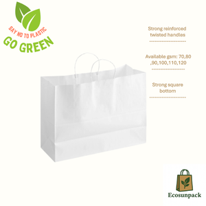 Bolsas de Compra de Papel Kraft Reutilizables, Impermeables, Reciclables, Multiusos, Modernas, Elegantes, Ecológicas, Ligeras y Duraderas de Ecosunpack - Product Image 1