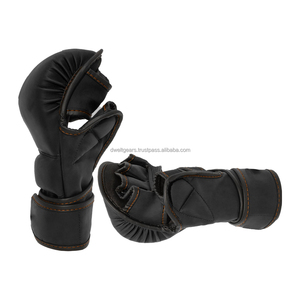 Dwelt Gear Custom Half Finger Boxing MMA Gloves Breathable PU Leather Hook Loop Closure Cage Fight Training Bulk Wholesale - Product Image 2