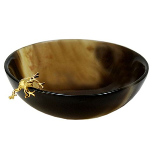 Tazón para servir de cuerno negro y marrón con diseño de hoja Premium, perfecto para la presentación de alimentos, exhibición de centro de mesa y elegante configuración de comedor - Product Image 6
