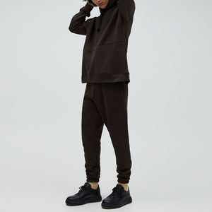 Custom Capuche Marron Lightweight Plain Workout Hoodies Long Sleeve 60% Cotton 40% Polyester <b>Brown</b> Hoodies Unisex - Product Image 4