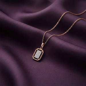 Collier pendentif diamant or rose moderne Define Radiance - Product Image 1