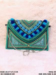 Beauté intemporelle Banjara Boho Designer pochette pour femmes artisanales indiennes Artisan perlé et pierre broderie sacs de soirée - Product Image 5