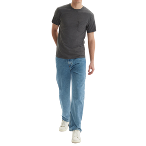 T-shirt à poche à col rond actif pour hommes Tissu tricoté Respirant Sportif Motif solide Fit Design vierge - Product Image 1