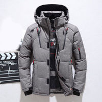 Vêtements complets en duvet de canard pour hommes, veste de ski, manteau épais à capuche, parka bouffante, 2023, vente en gros