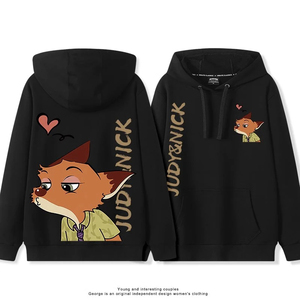 2025 traje de pareja de moda Judy Rabbit Fox Nick estampado suéter con capucha pareja de moda hombres y mujeres Otoño e Invierno abrigo de dibujos animados - Product Image 3