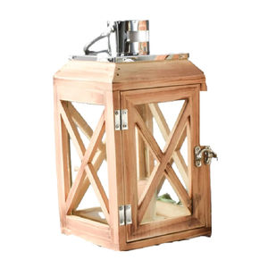 Farol de Vela Marroquí con Acabado Natural, Diseño Antiguo para Decoración del Hogar y Bodas, Faroles de Mesa y de Pie de Madera y Metal - Product Image 1