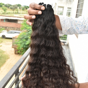 Ondulé En Gros Cuticule Aligné Cru Indien Vierge Extensions De Cheveux Humains Non Transformé Naturel Noir Couleur Tissage Femmes Bundle De Cheveux - Product Image 2