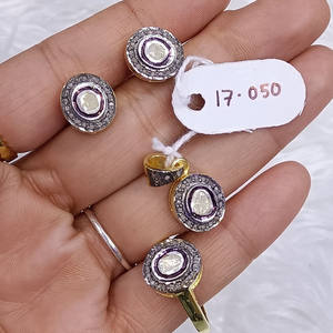 ชุดเครื่องประดับเพชรโพลกีที่ดีที่สุด ชุบทอง เงินแท้ 925 เหมาะสำหรับเป็นของขวัญ - Product Image 1