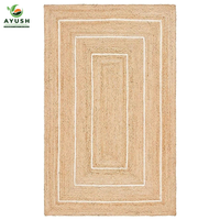 Tapis personnalisé en jute et coton tressé à la main, écologique et antidérapant, 8x10, pour chambre à coucher, salon et usage domestique/commercial
