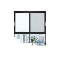 Ventanas Corredizas de Aluminio de Estilo Moderno, con Persianas de Acero Inoxidable, Doble Acristalamiento Templado, Insonorizadas, Apertura Horizontal para
