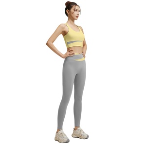 Conjunto de Yoga para Mujer WOJIEER, Transpirable, con Logotipo Frontal, Tirantes Cruzados, Cintura Alta, Sin Costuras, Dos Piezas - Product Image 2