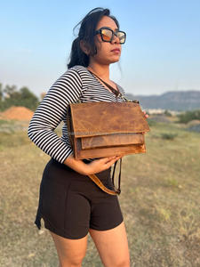 <b>Real</b> Handmade Full Grain Genuine Crunch <b>Leather</b> Handbag Stylish Women <b>Real</b> Vintage <b>Leather</b> Office Use Cross Body Shoulder <b>Bag</b> - Product Image 3