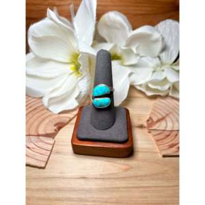 Navajo Handmade <b>Adjustable</b> Statement <b>Ring</b> Kingman Turquoise & Sterling Silver Gemstone for Everyday Wear Fine Jewelry - Product Image 1