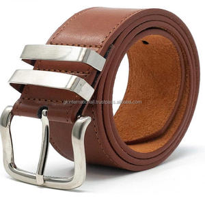 Ceinture décontractée en cuir pleine fleur pour hommes, nouveau Design classique pour jeans en 3 couleurs vives avec coutures de bord durables et boucle solide - Product Image 3