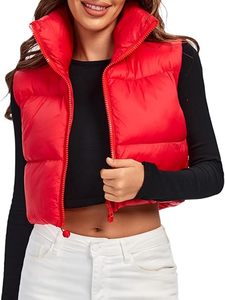 Women's Padded Vest, High Stand Collar <b>Lightweight</b> Zip Crop Puffer 2025 <b>Gilet</b> - Product Image 6
