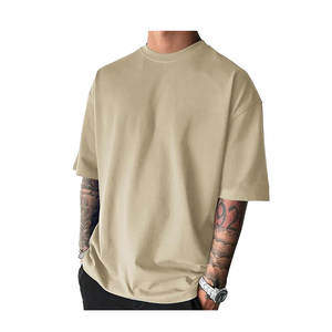 Camiseta de algodón 100% de lujo con estampado gráfico, corte oversize, hombros caídos, cuello redondo, diseño personalizado, para hombre. - Product Image 1