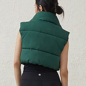 Diseños personalizados Chaleco Otoño Puffer Acolchado Poliéster para el invierno Sólido Ropa al aire libre Chaqueta de mujer a prueba de viento de moda - Product Image 5