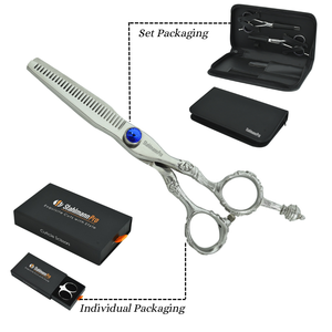 กรรไกรตัดผมสเตนเลสแบบมืออาชีพมีด้ามจับแฟนซีกรรไกรตัดผมผอมบางสำหรับร้านเสริมสวย - Product Image 5