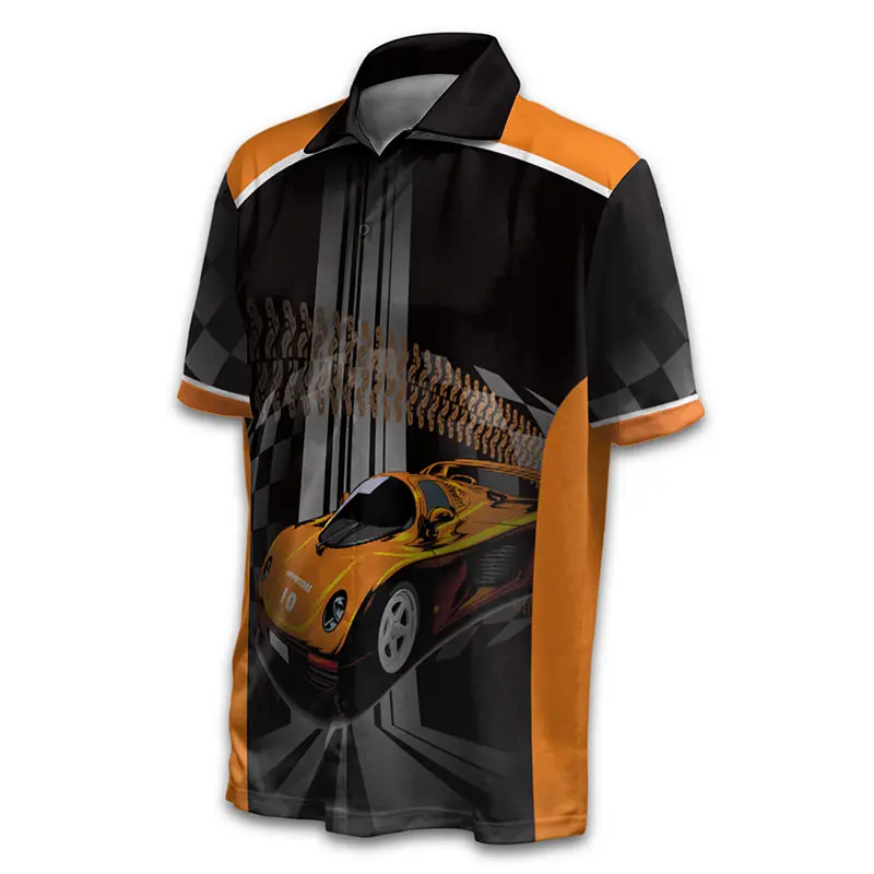Lleno de equipo cuarto Zip camisa completo oculto botón abajo camisa carreras Motocross camisetas coche de carreras T camisa