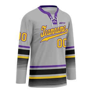 เสื้อเจอร์ซีย์โพลีเอสเตอร์แห้งเร็ว ระบายอากาศ ป้องกันแบคทีเรีย ผลิตจากโรงงาน OEM ขายส่ง สำหรับชุดทีมฮอกกี้น้ำแข็ง แบบซับลิเมชั่น สั่งทำได้ - Product Image 5