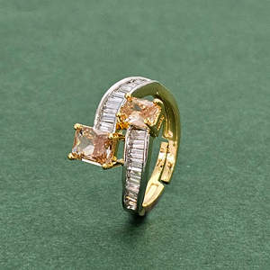 Anillo ajustable CZ de diseñador de lujo, anillos de moda chapados en 2 tonos de alta calidad - Product Image 4