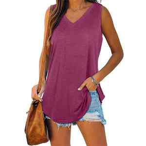 Venta al por mayor de los hombres de encargo sin mangas con cuello en V camiseta sin mangas de alta calidad de algodón Spandex transpirable Casual de talla grande de punto de calle - Product Image 2