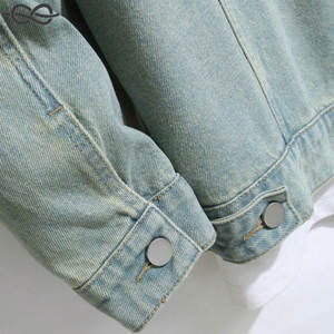 Veste en jean ample bleue pour hommes, vêtements d'extérieur décontractés à simple boutonnage, motif d'hiver respirant, décoration, finition lavée - Product Image 6