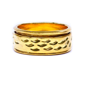 Everyday Wear Unisex <b>Spinner</b> <b>Ring</b> 925 Sterling Silver with Elegant Trendy Texture Gold Plated Classic Style - Product Image 2