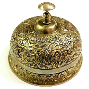 Cloche d'école artisanale, cadeau original, en alliage de laiton de qualité supérieure, cloche à main classique, décoration nautique antique, manche en bois - Product Image 5