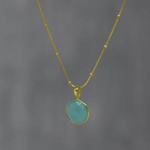 Produits les plus vendus Nouveautés Collier pendentif en argent sterling 925 avec pierre précieuse en calcédoine aqua facettée sertie en bélière Cadeau - Product Image 1