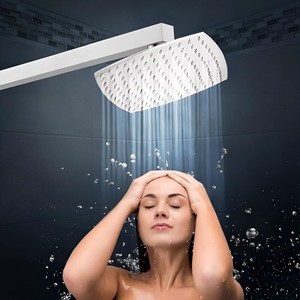 Ducha de Techo Curva de Acero Inoxidable 304 Sin Brazo |   Cabezal de ducha cuadrado para baño con acabado cromado, tamaño 4 x 4 pulgadas - Product Image 3