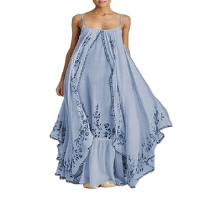 Robe longue en mousseline de soie pour femmes, imprimé Floral, col en v profond, drapé, maxi, décontractée, élégante, pour la plage, style bohème - Product Image 1