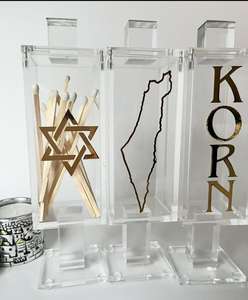 Elegante caja de fósforos de acrílico transparente personalizada Un impresionante diseño Judaica Lucite para celebraciones Judías - Product Image 3