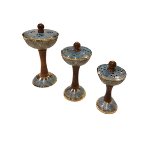 Juego de 3 Quemadores de Oud de diferentes tamaños Quemador de incienso de latón multicolor de latón de forma redonda a un precio atractivo - Product Image 4