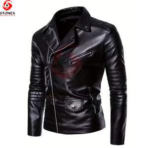 2025 Winter Fashionable Biker Style PU Leather <b>Jacket</b> <b>Plus</b> <b>Size</b> Men <b>Waterproof</b> Windproof Quick Dry Zipper Slim High Street - Product Image 1