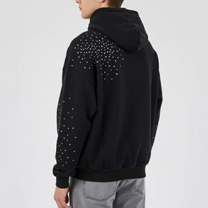 Dernier modèle Design Street Style pour hommes Sweats à capuche en strass à épaules tombantes Couleur personnalisée Offre Spéciale Sweats à capuche en strass à épaules tombantes - Product Image 6