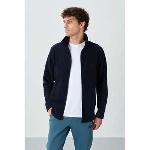Sweat-shirt en polaire bleu marine coupe standard pour homme Air Jones - Pull chaud en polyester pour un usage décontracté et la superposition - Product Image 1