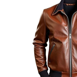 Vestes en cuir de haute qualité pour hommes, hiver, automne, col uni, personnalisé, veste pour hommes à la mode - Product Image 3
