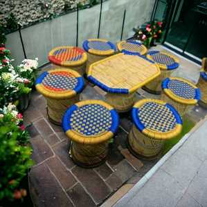 Conjunto otomano de silla de ratán de bambú Natural antiguo elegante, muebles de restaurante para uso en Hotel, hogar y oficina - Product Image 4